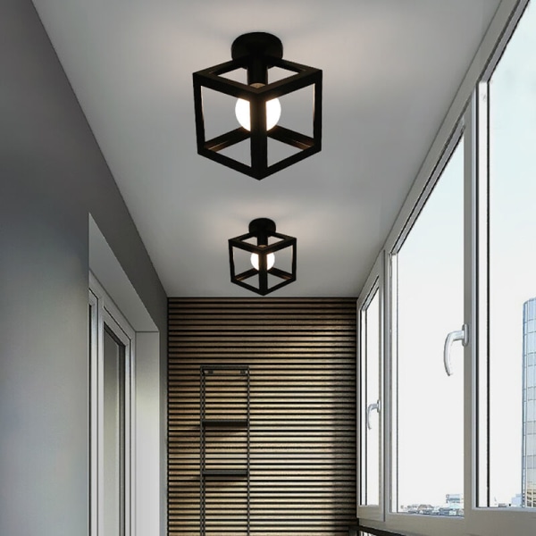 E27 Moderne Taklampe Metall Kvadratisk Pendel Lampeskjerm for Soverom Stue 2 stk