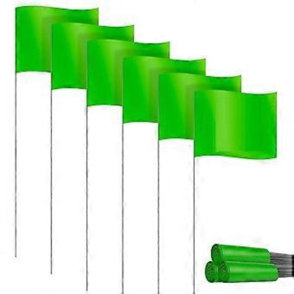 Markeringsflag til Plæne, 30 stk., PVC Små Flag, Markeringsflag Plæneflag, Haveflag, Måleflag, Grøn