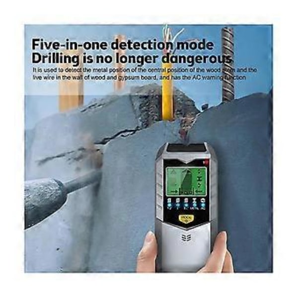 5-i-1 Elektronisk Detektor Väggregelsökare Sensor Väggskanner Kant Centrum Detektera Träbalk/metall/växelströmsledningar Inuti
