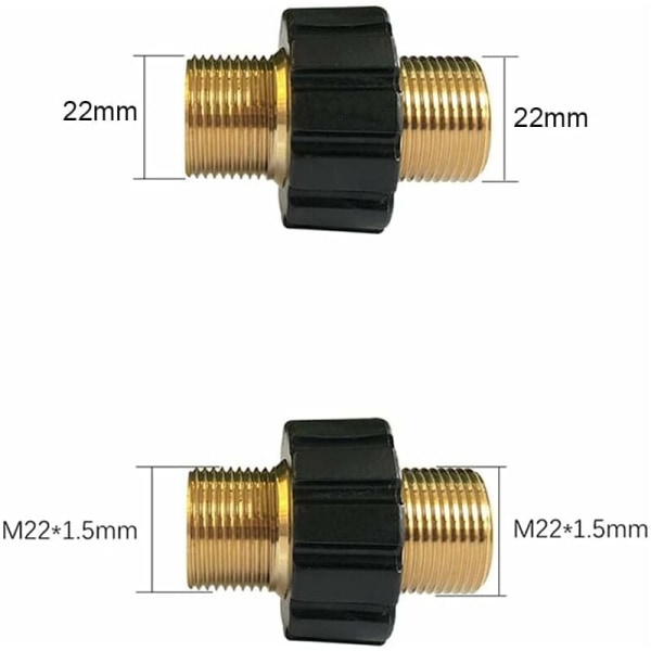 Slange Hurtigkobling, Dobbel Hunn M22 x 1.5 Høytrykksvaskeradapter Kompatibel med Karcher, Karcher HD & HDs Høytrykksvaskerslange (14mm Diameter