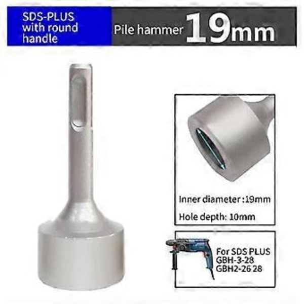 SDS Plus Jordspettsdrivare för Borrhammare Metall, Jordspettsbits Drivhylsa för GBH-3-28 GBH2-26 (19mm)