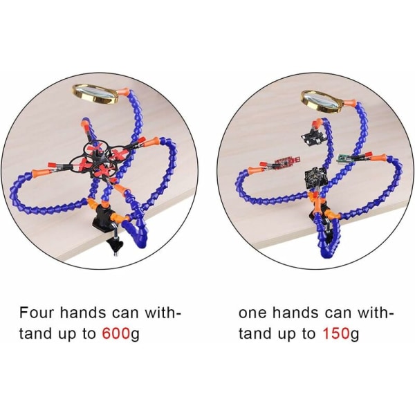 Flexibla hjälpande händer, tredje hand, tillbehörssats för lödstation (1,96 tums klämma, flexibla hjälpande händer med 3X förstoringsglas)