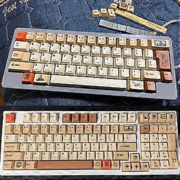 143 Tangenter Retro Frimärken Tema Tangenter PBT Sublimering Cherry Profil Tangenter för Mekaniskt Tangentbord Anpassad DIY Tangent