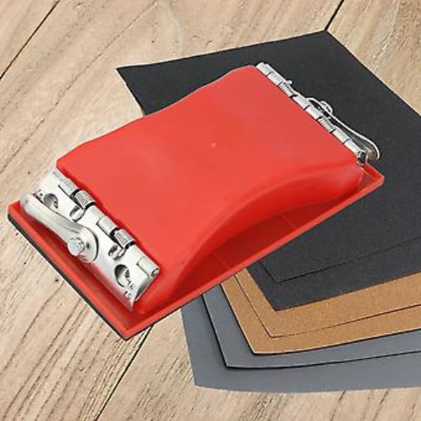 Röd Manuell Slipkloss Rektangel Papper Sandpapper Handhållare Platt Yta Slipblock (Small)
