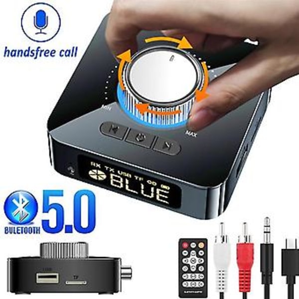 Bluetooth 5.0 Receiver Transmitter Audio Stereo 3.5mm Aux Jack Rca Trådløs Audio Adapter Med Fjernbetjening