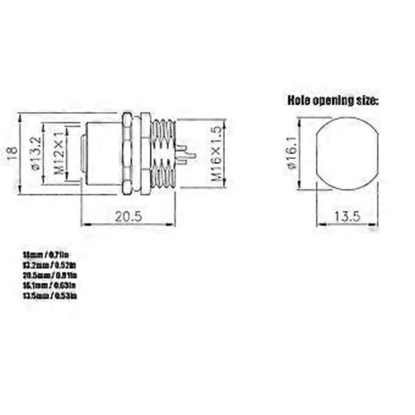 M12BS5 Panelmonterat Uttag M12 IP67 Vattentät Kontakt 5-pin Kontaktadapter