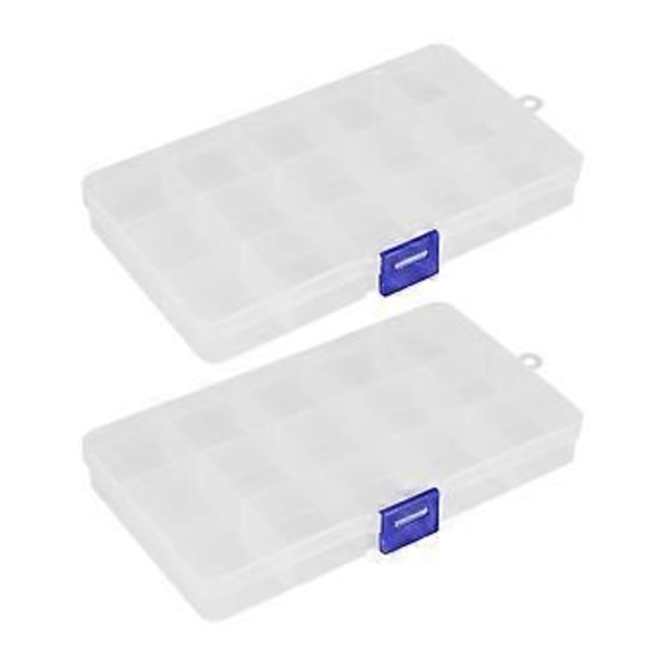 Plastförvaringslåda, 2-pack Klar Pärlorganisatör för Smycken Fiskeutrustning Örhängen Hantverkspärlor (15 Fack)