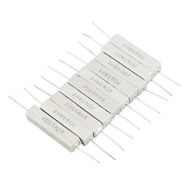 10 st Fasta Keramiska Cementmotstånd 15 Ohm 10w Watt 5%