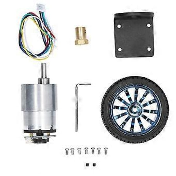 Encoder Motor Set CW CCW Axel DC Växelmotorer med Fäste Hjul för Balansbil DC12V178RPM