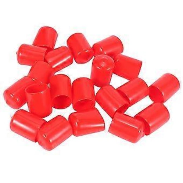20 stk. Gummi Endestykker 19mm Id Pvc Rund Rør Hætte Dæk Skruegevind Beskyttere Rød