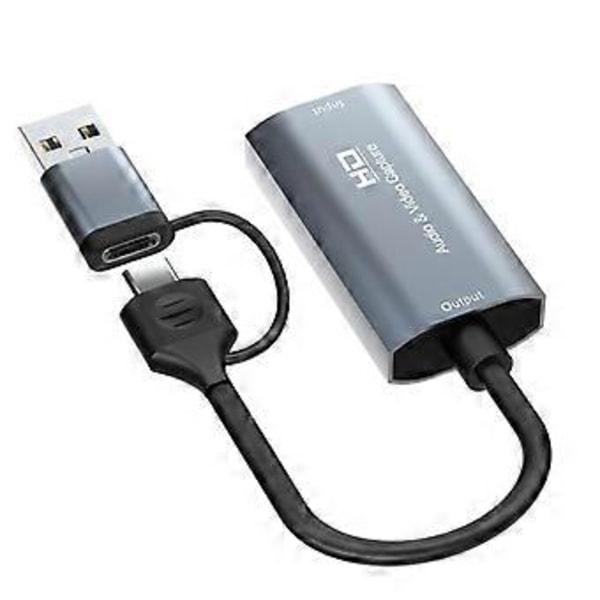 4K -Yhteensopiva Type-C+USB-videokaappauskortti 1080P USB-tietokonepelien suora ääni- ja videokaappauskortti 4K-tallennus