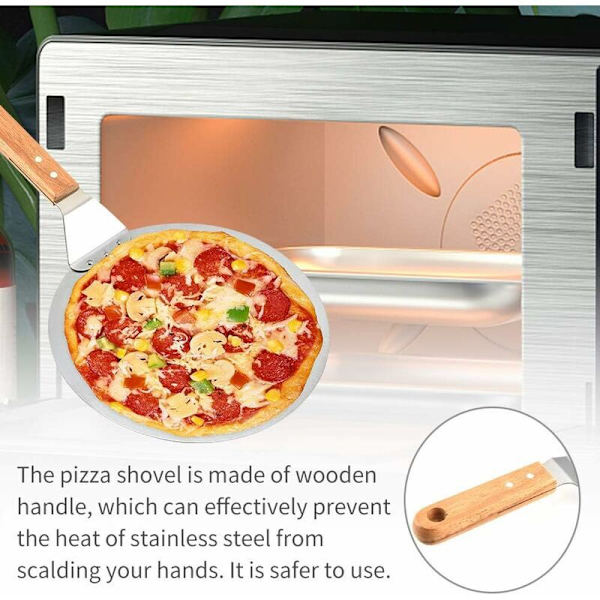 Ruostumattomasta teräksestä valmistettu kakku- ja pizzalapio, suuri siirtolappio, kodin keittiö, pyöreä, pihvi-grillilevy