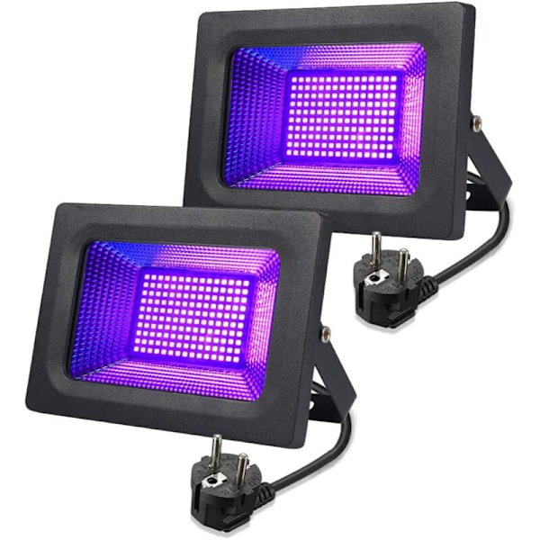 [2 kpl] LED-mustavalolamppu, LUNSY 30W UV-valonheitin Mustavalolamppu, IP66 Vedenpitävä Fluoresenssi Mustavalo 150 LED UV-valolla Baariin, D