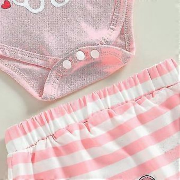 Nyfödd Baby Pojkar Flickor Min 1:a Första Påsk Kläder Set Outfit Långärmad Kanin Romper Topp Randiga Långbyxor 3D Kanin Öron Hatt Baby Påsk Present SHZN