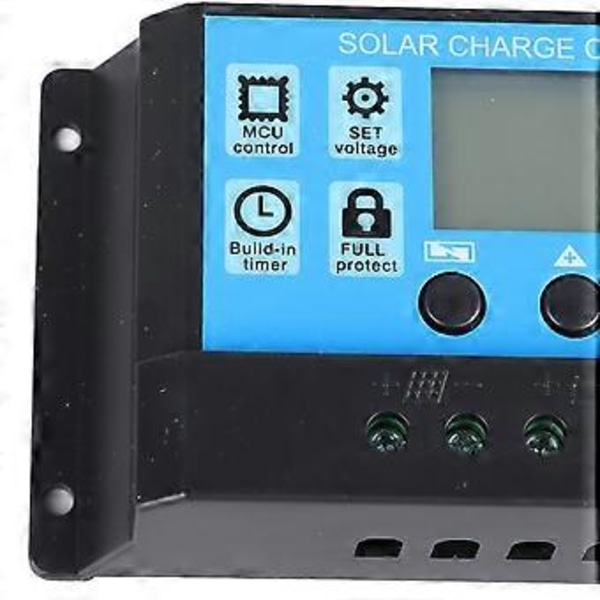 Aurinkolataussäädin 12V 24V 30A PWM Purkaussäädin LCD-näyttö Kaksois-USB-ulostulo
