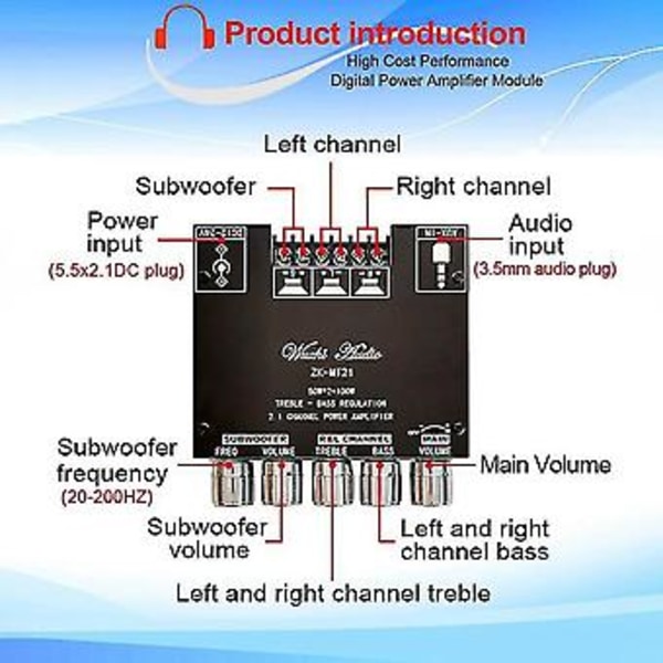 -mt21 2.1-kanavainen Bt5.0+aux Digitaalinen Tehovahvistinlevymoduuli Tpa3116 50wx2+100w Suurteho Ster