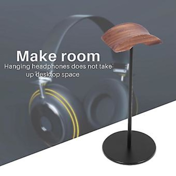 Hovedtelefonholder, valnøddetræ & aluminium headsetholder, naturlig valnød gaming headset holder med solid H