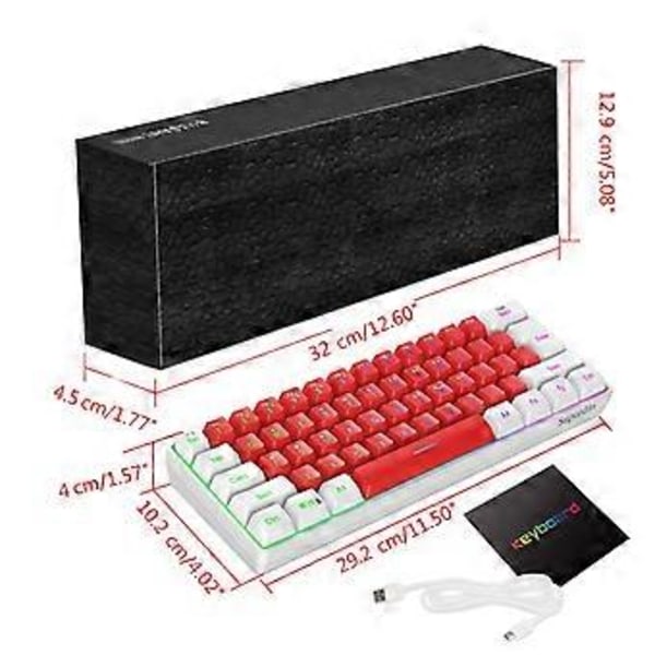 Enkel 61-tangenters RGB-ljus 61-tangenters trådbundet gamingtangentbord för bärbar dator stationär dator ABS-material hållbart