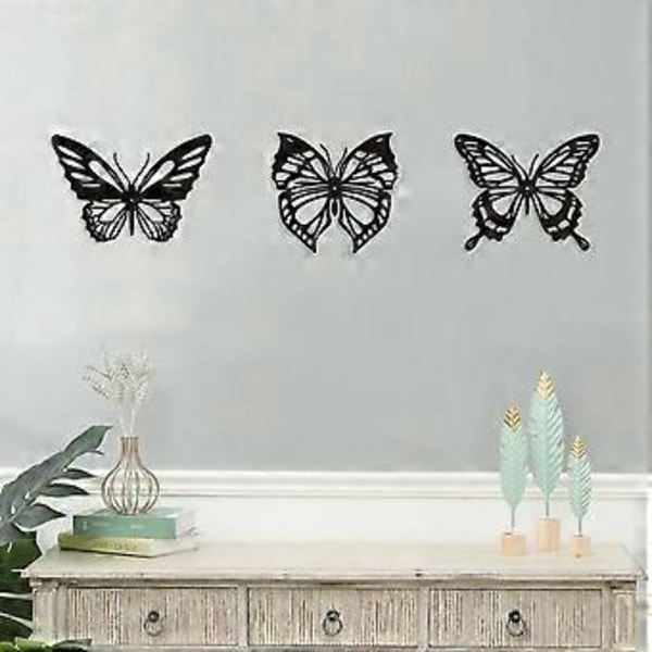 3 st Butterfly Metall Väggdekor Metall Väggdekoration Bondgård Rustik Hemmakontor Sovrum Dekor