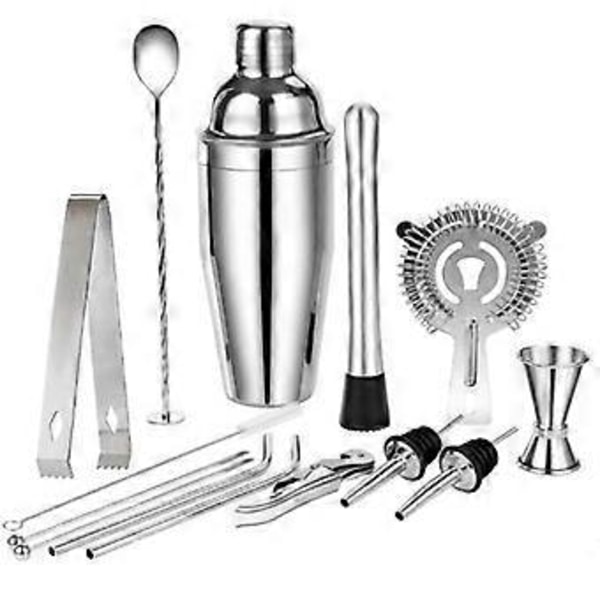 14-delt Cocktail Shakersæt Bartender Kit - Barværktøj i rustfrit stål til DIY Bartending Cocktailtilbehør