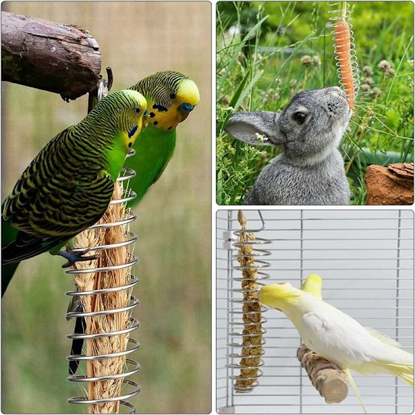 Rustfrit frugtfoder, 2 stk. papegøje spiralformet fuglefoder madkurv fuglebur fodertilbehør til parakitter conure araer