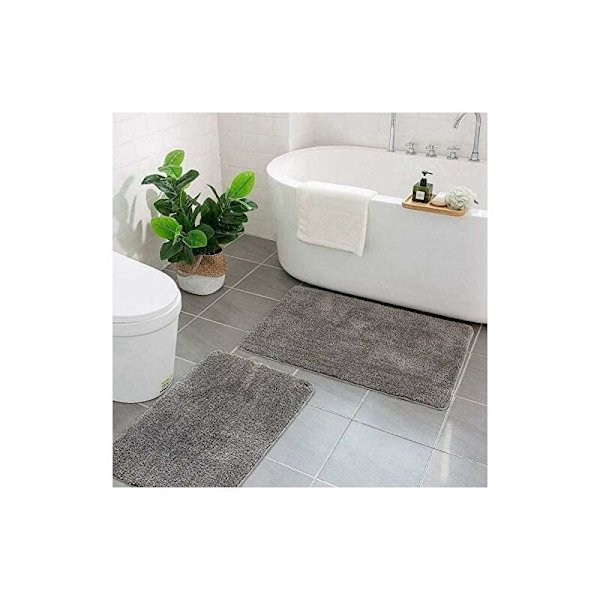 Badrumsmatta, halkfri matta badrum förtjockad matta duschutgång absorberande ultra mjuk mikrofiber golvmatta, snabbtorkande, maskintvättbar, grå