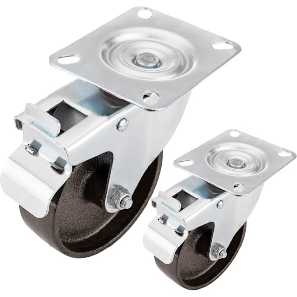 Industrial metal swivel castors with brake 100 mm 2 units