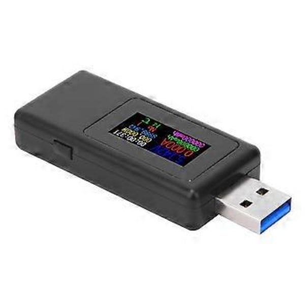 USB Oplader Tester 4-Cifret Nøjagtighed Strøm Spænding Batteri Timing Meter Hvid/SortSort