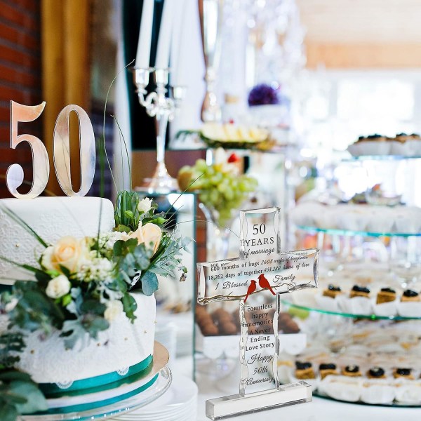 50-års bröllopsdag religiös gåva - Akryl stående kors minnessak - 50 års bröllopsdag gåva för par - Bröllopsgåva för fru, man, par