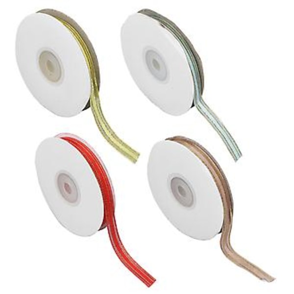 4 st Band Chiffong Guld Kant 9mm Bredd 4 Färger 22m Längd Set Kit för Tillbehör DIY