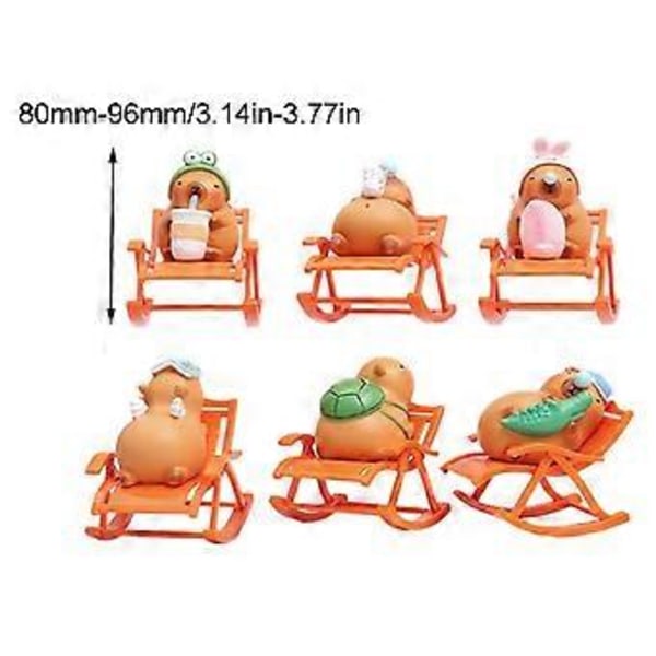 Capybara Skrivbordsdekoration Capybara Figur Gungstolsdekor Simulation Capybara Gungstolsmodell Miniatyr 6st