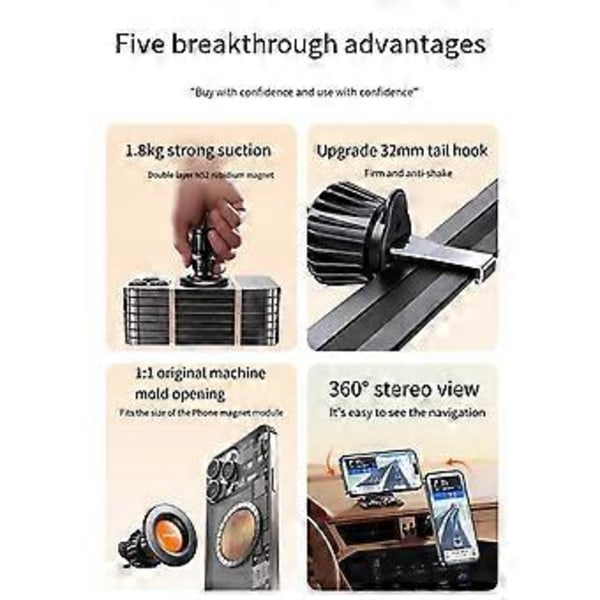 Magnetisk biltelefonholder, multifunksjonell og praktisk bilnavigasjonsstøtte, fast holder, E