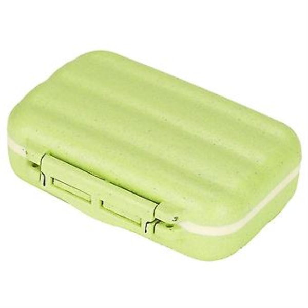 Bærbar 8 Rum Pilleholder Organizer Tabletboks Medicindispenser (Grøn)
