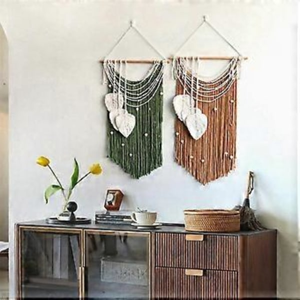 Bohemisk Väggdekoration Tapestry Löv Tofs Tapestry Flätad Chic Handvävd Bohemisk Grön