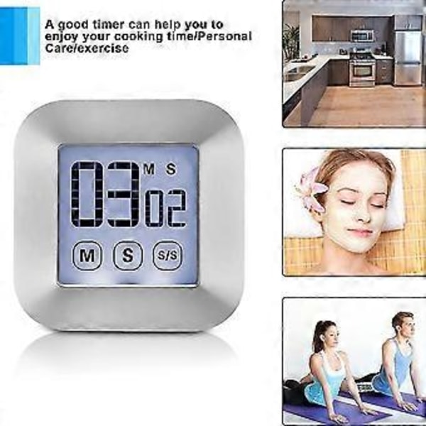 Touchscreen Digital Køkken Timer Magnetisk Stopur LCD Display Elektronisk Timer Æg Timer Med Stativ, Høj Alarmur, Koge Timer
