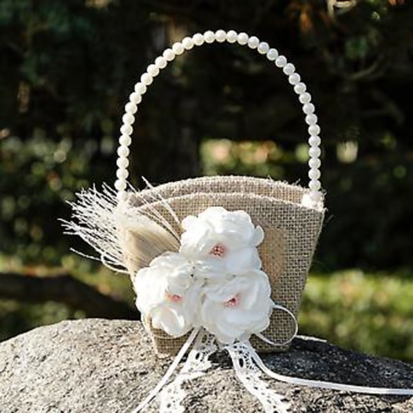 Bröllop Blomsterflicka Korg Blomsterflicka Kronbladskorg för Bröllop