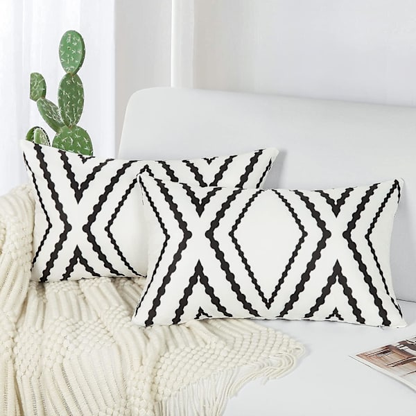 Vanntett Boho Pynteputer Trekk, Geometriske Pynteputer Trekk For Utendørs Terrasse Hage, Sett Med 2, 18 X 18 Tommer
