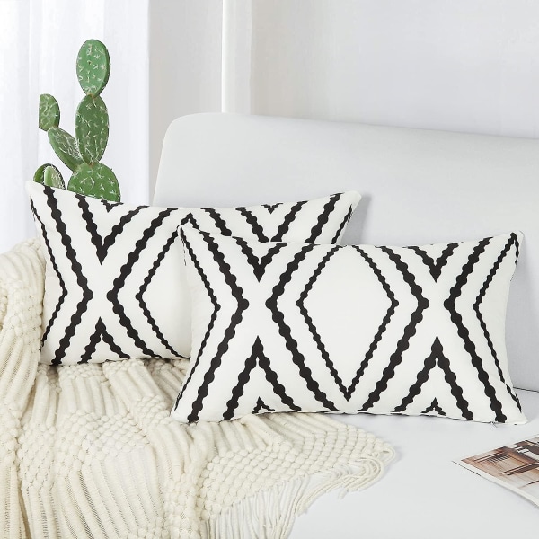 Vattentäta Boho-kuddfodral, Geometriska Kuddfodral För Utomhusgård, Set Om 2, 18 X 18 Tum