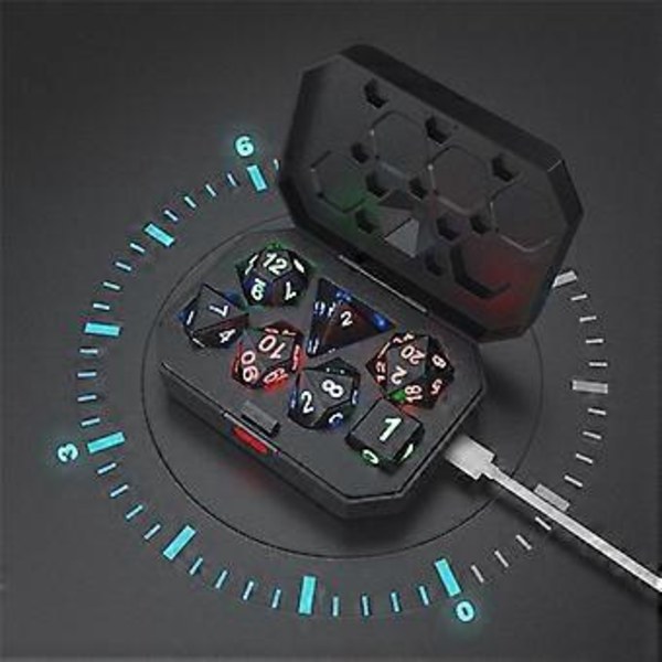 Elektroniset USB-ladattavat valaisevat nopat Hehkuvat DND-nopat Monitahoiset nopat Lautapeli Juhlaviihteen lelu