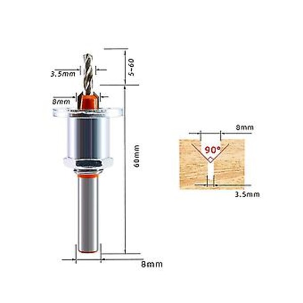 4st 2.8-3.5mmx8mm Hss Bläck Bit Router Bit Skruv Ctor