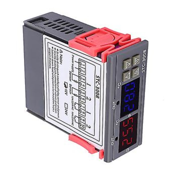 Digital Intelligent Termostat Justerbar Temperaturkontroller Brytare med Dubbla NTC (12V)