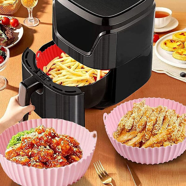Kök och matlagningstillbehör, Air Fryer-tillbehör, air fryer-form, Air Fryer Silikonkruka Korg, Återanvändbar i mikrovågsugnar, ångkokare-1st (Gr