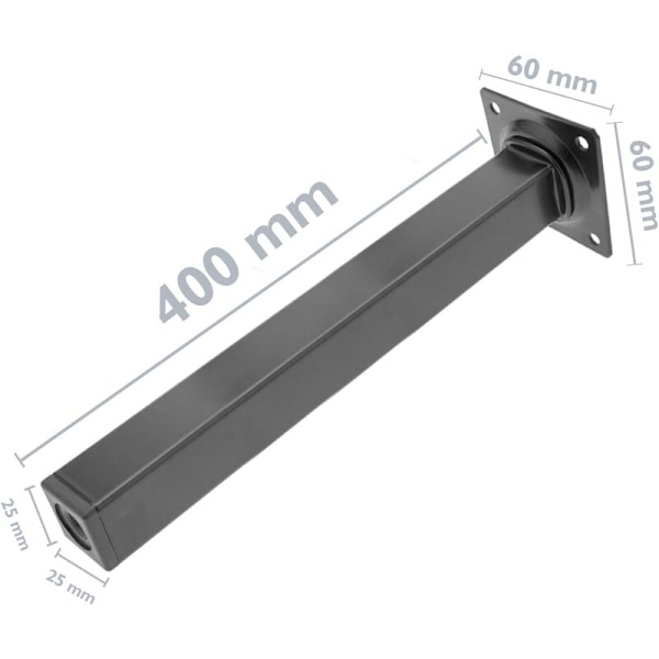 Firkantede bordben i svart stål for møbler og skrivebord 40 cm 4-pakning