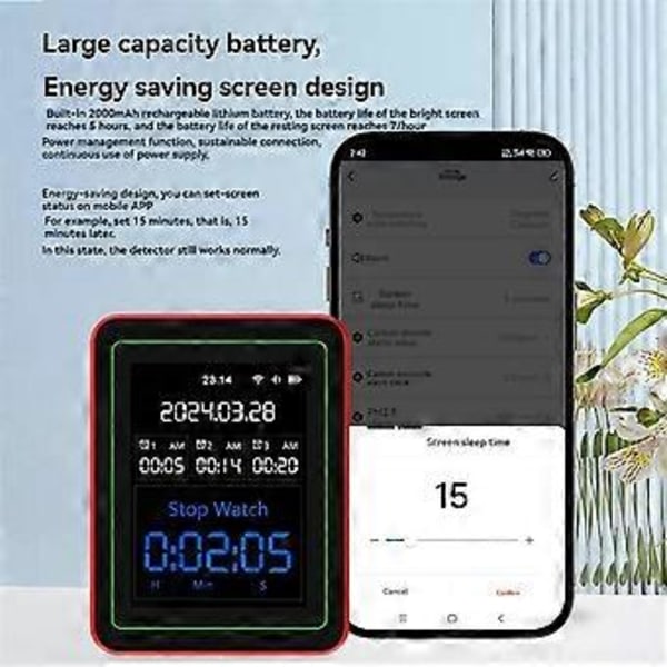 15 i 1 Luftkvalitetsdetektor Bærbar TVOC HCHO, PM2.5 PM10 PM1.0 PM0.3 Temperatur Fugtighedstester Multi Ur