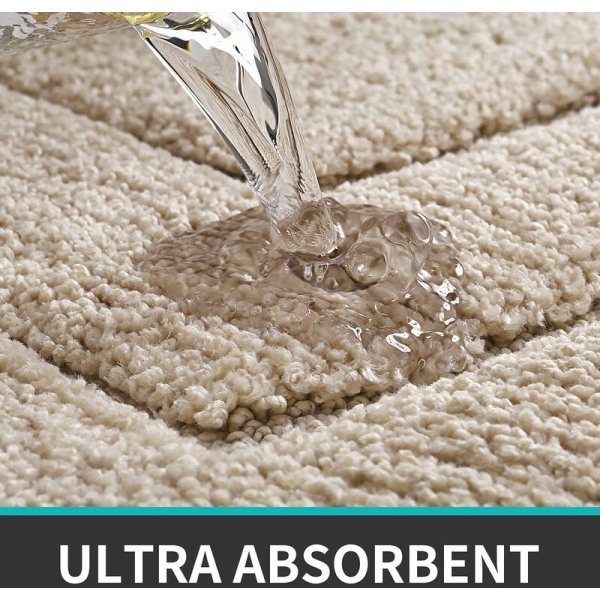 Bademåtte skridsikker absorberende 40x60cm brusebadsmåtte tyk blød badeværelsestæppe mikrofiber maskinvaskbar beige