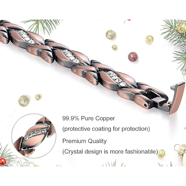 Koppar magnetiska armband för kvinnor artrit smärtlindring 3500 Gauss magnet armband effektiv terapi för RSI & karpaltunnel 100% rent koppar