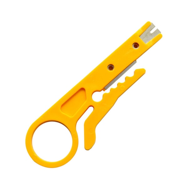 4 små gule afisoleringsknive, værktøj til afisolering af ledninger, telefonkabler, netværkskabelknive, små kort-/opkaldsknive