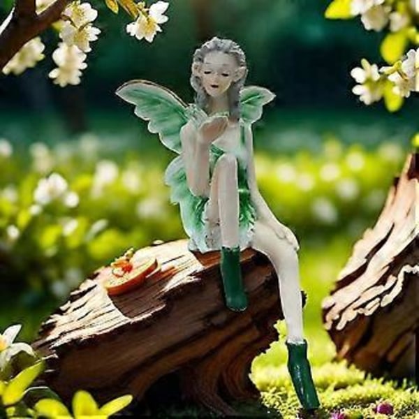 Blomsterfe Søt Jente Resin Engel Ornament Hjem Dekor Håndverk Statue Bar Skrivebord Fe Statue Dekor Gul
