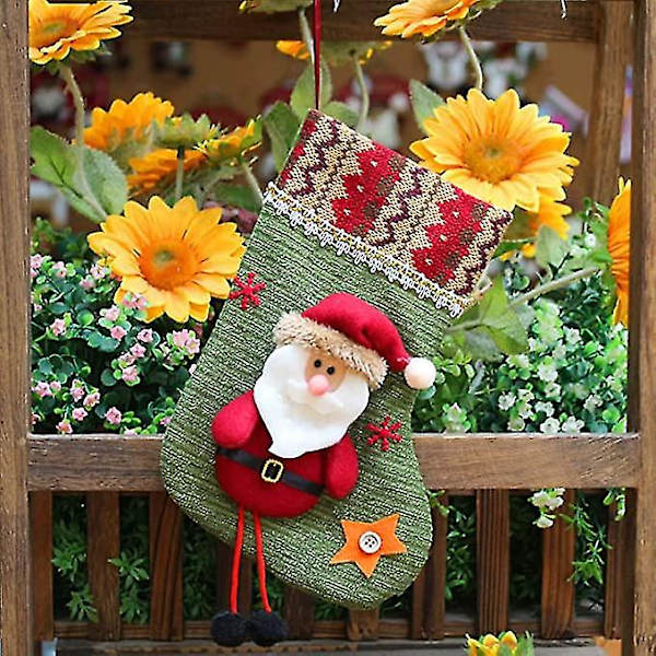 Julstrumpor Mini Sockar Juldekorationer Presentpåsar För Barn Tomte Snögubbe Ren Trädgårdsdekorationer