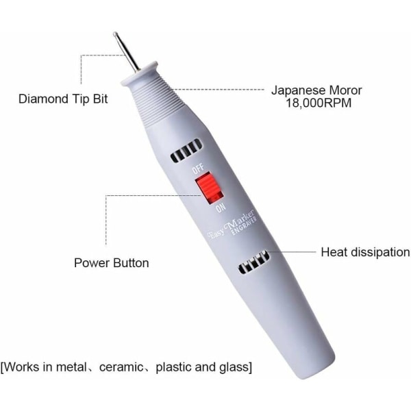 Elektrisk graveringspenna, DIY elektrisk graveringspenna graveringsverktyg för kontor eller kontorsmaterial, jadeagat, metall, glas, träskärning